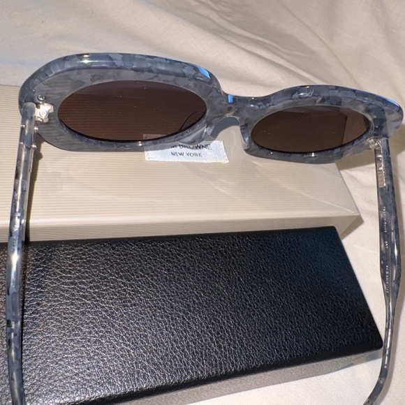 THOM BROWNE | Round Gray Tortoise Acetate Silver Mirror Lens Sunglasses | 54 mm - Picture 3 of 14